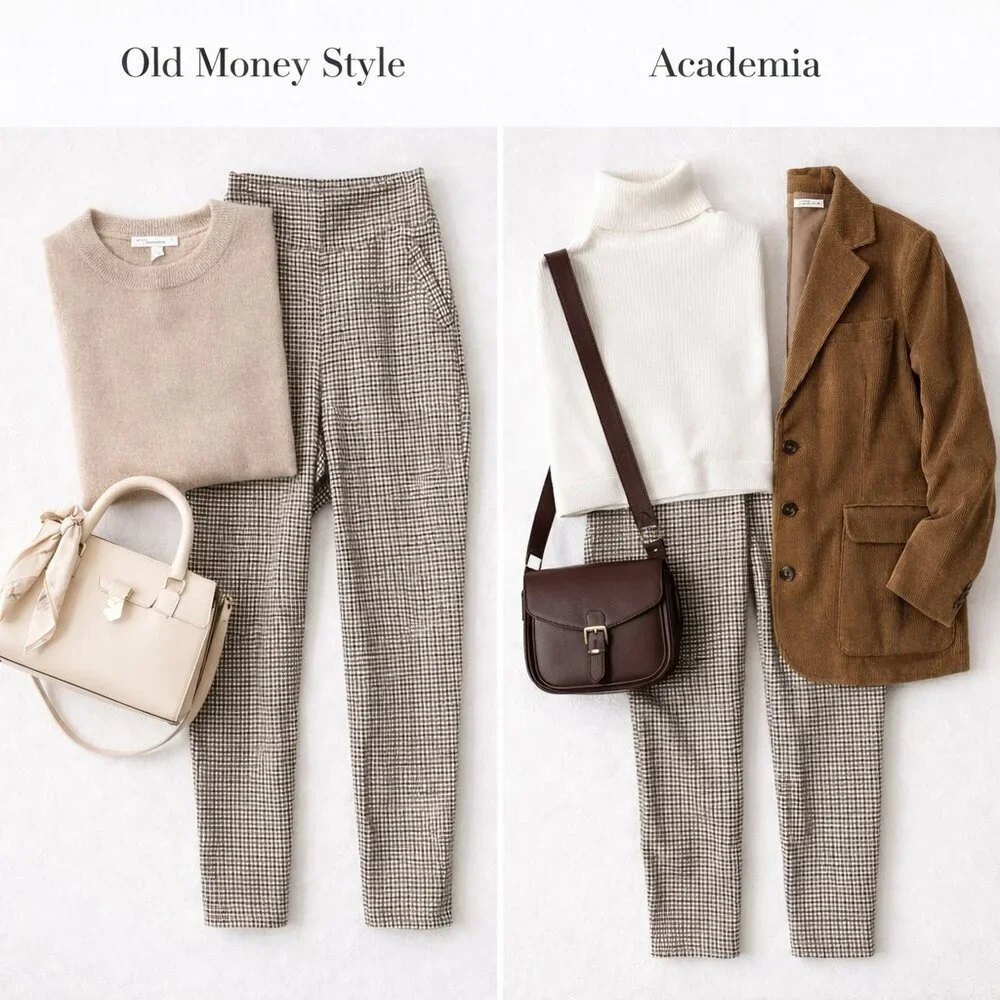 🧵SUZY SHIER Light Academia Preppy Gingham Pull On Trousers Old Money Style Sz L - Picture 2 of 3